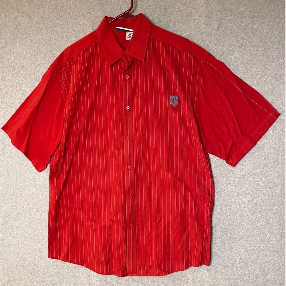 Rocawear Button Up Shirt Mens 2X Red Striped Baggy Hip Hop Y2K Streetwear